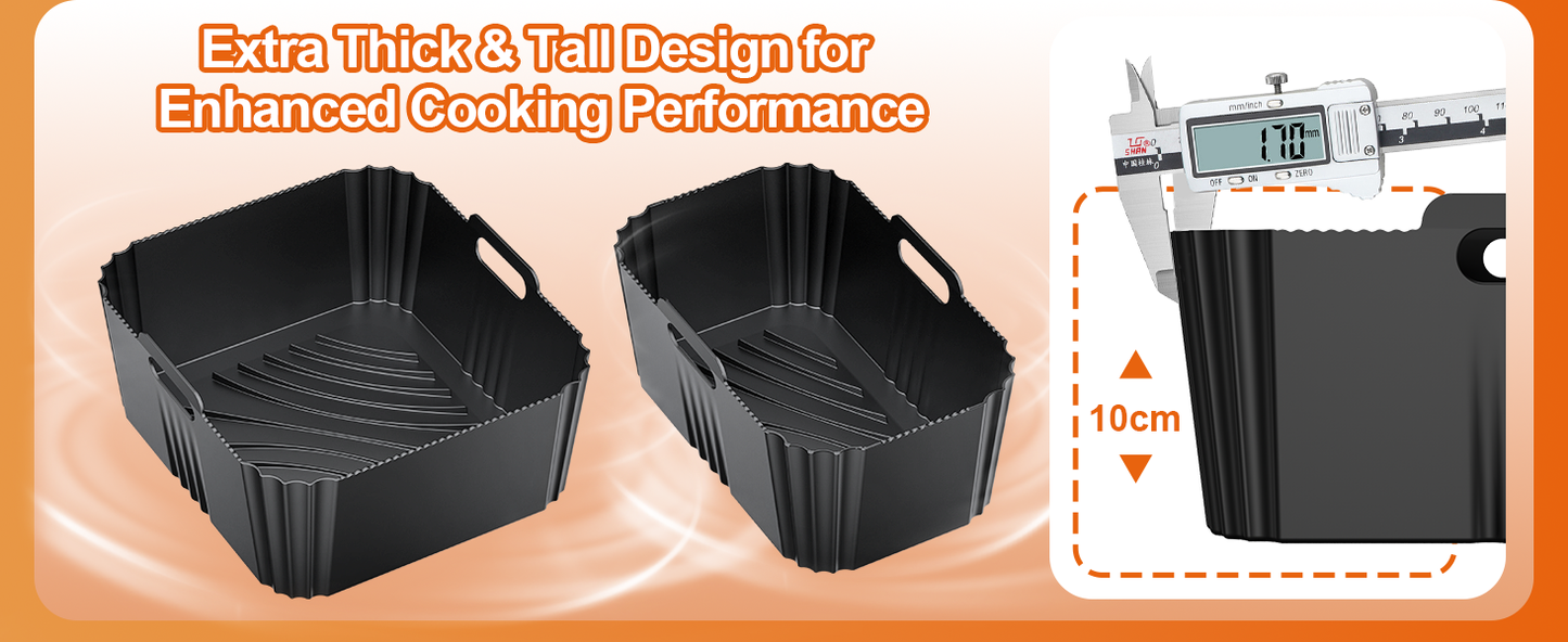Air Fryer Accessories for Tefal Dual Easy Fry XXL，2-Pack Reusable Silicone air Fryer Liners
